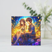 Personalisierter romantischer Anime-Veilental Vale Karte (Stehend Vorderseite)