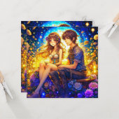 Personalisierter romantischer Anime-Veilental Vale Karte (Vorderseite/Rückseite Beispiel)