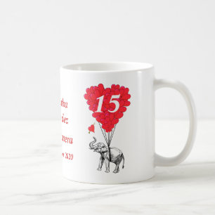 Personalisierter romantischer Elefant Quinceanera Kaffeetasse