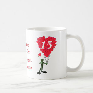 Personalisierter romantischer Frosch Quinceanera Kaffeetasse