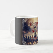 Personalisierter romantischer Neujahrsfeier-Mug Kaffeetasse (Vorderseite Links)