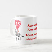 Personalisierter romantischer Zebra Quinceanera Kaffeetasse (Vorderseite Links)