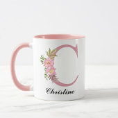 Personalisierter rosa Anfangsbuchstabe-Name-Tasse  Tasse (Links)
