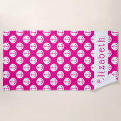 Personalisierter rosa Anker Strandtuch (Vorderseite)