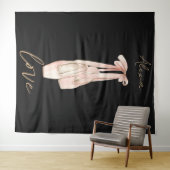 Personalisierter rosa Ballett-Tanzstudio-Hintergru Wandteppich (Beispiel (Horizontal))