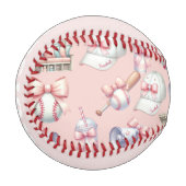 Personalisierter rosa Baseball – Name Mädchen Gebu (Vorderseite Links)