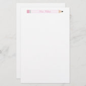 Personalisierter rosa Bleistift-Lehrer Briefpapier (Vorne/Hinten)