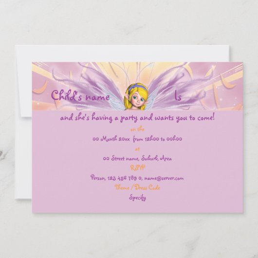 Personalisierter rosa Blonde Geburtstag Einladung (Rückseite)