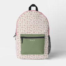 Personalisierter rosa Blumen- und Gingham-Rucksack