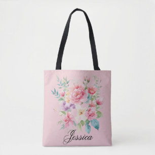 Personalisierter Rosa Blumenbeutel Tasche