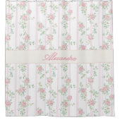 Personalisierter rosa Blumenmonogramm-Duschvorhang Duschvorhang (Vorderseite)