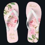 Personalisierter Rosa-Blumenstrauß Gedreht Badesandalen<br><div class="desc">Diese personalisierten Flip Flops zeichnen sich durch ein elegantes ästhetisches Design der rosa Peony Blume Aquarellmalerei aus. Die wunderschönen Flip Flops sind ein unvergessliches Geschenk für Hochzeitsfeier-Mitglieder: Braut, Brautmädchen, Brautmutter, Trauzeugin... Sie fügen Ihrem Hochzeitstag, Junggeselinnen-Abschied oder anderen Feierlichkeiten eine stilvolle Glamour hinzu. Strich Anpassen Sie es mit Ihrer Formulierung durch...</div>