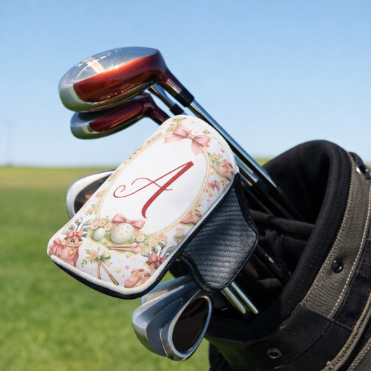 Personalisierter rosa Bogen Golf Monogramm Headcover