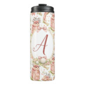 Personalisierter rosa Bogen Golf Monogramm Thermosbecher (Vorderseite)