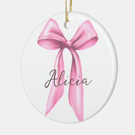 Personalisierter rosa Bogen Keramik Ornament (Links)