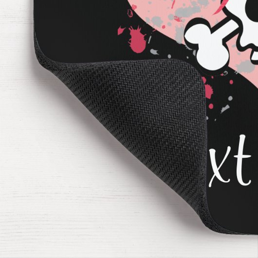 Personalisierter rosa Bogen-Schädel Mousepad (Ecke)