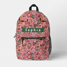 Personalisierter rosa Botanischer Rucksack für Mäd
