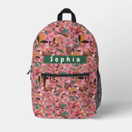 Personalisierter rosa Botanischer Rucksack für Mäd