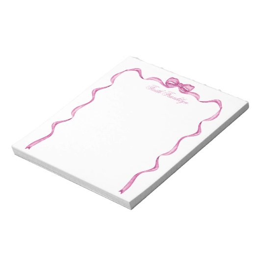 Personalisierter rosa Bow und Band Notizblock (Rotiert)