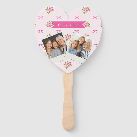 Personalisierter Rosa Charme Mädchenname mit Blume Fächer (Vorderseite)