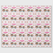 Personalisierter Rosa Charme Mädchenname mit Blume Geschenkpapier (Flach)