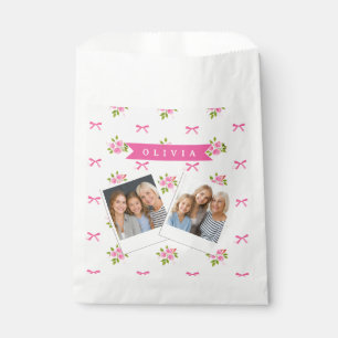 Personalisierter Rosa Charme Mädchenname mit Blume Geschenktütchen