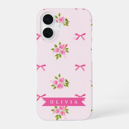 Personalisierter Rosa Charmeur Mädchenname mit Blu iPhone 16 Hülle (Rückseite)