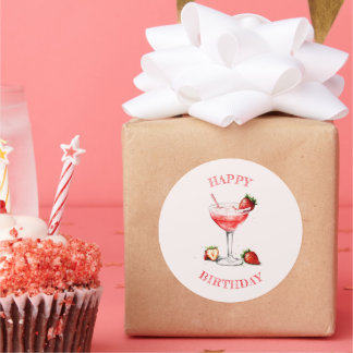 Personalisierter rosa Cocktail-Design-Aufkleber Runder Aufkleber
