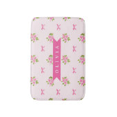 Personalisierter Rosa Coquette Mädchenname mit Blu Badematte (Vorderseite Vertikal)