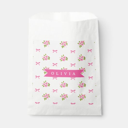 Personalisierter Rosa Coquette Mädchenname mit Blu Geschenktütchen (Vorderseite)