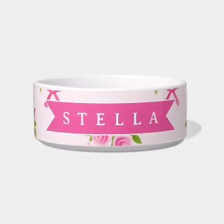 Personalisierter Rosa Coquette Mädchenname mit Blu Napf