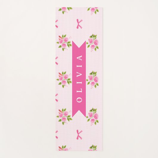 Personalisierter Rosa Coquette Mädchenname mit Blu Yogamatte (Vorderseite)