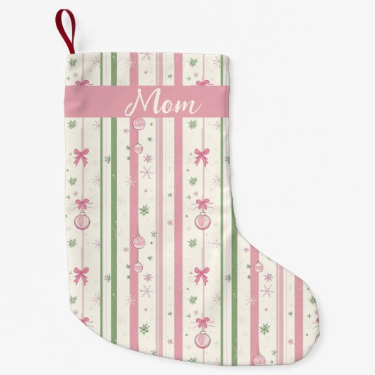 Personalisierter Rosa Coquette-Mutter Kleiner Weihnachtsstrumpf (Vorderseite)