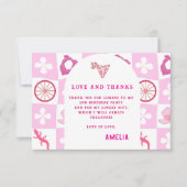 Personalisierter Rosa Cowgirl Karierter Geburtstag Dankeskarte (Vorderseite)