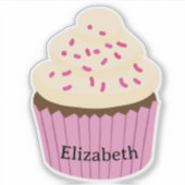 Personalisierter rosa Cupcake-Aufkleber / Etikett (Vorderseite)