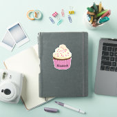 Personalisierter rosa Cupcake-Aufkleber / Etikett (iPad Hülle)