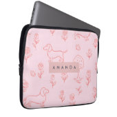 Personalisierter Rosa Dachshund und Blume Laptopschutzhülle (Vorne Rechts)