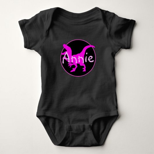 Personalisierter Rosa Dinosaurier Baby Strampler (Vorderseite)
