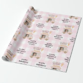 Personalisierter rosa Eiswagen-Geburtstag  Geschenkpapier (Ungerollt)