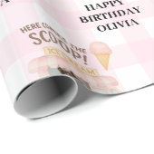 Personalisierter rosa Eiswagen-Geburtstag  Geschenkpapier (Rolleneckpunkt)