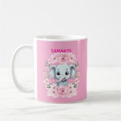 Personalisierter rosa Elefant-Becher für Mädchen Kaffeetasse (Links)
