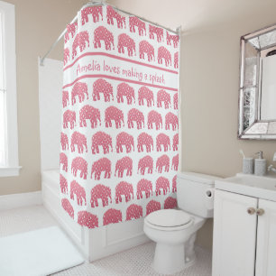 Personalisierter Rosa Elefant  Duschvorhang