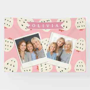 Personalisierter Rosa Erdbeeren Name Süß Mädchenha Banner