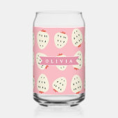 Personalisierter Rosa Erdbeeren Name Süß Mädchenha Dosenglas (Rückseite)
