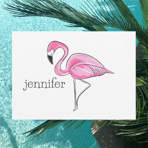 Personalisierter Rosa Flamingo / Preppy Tropisch  Mitteilungskarte