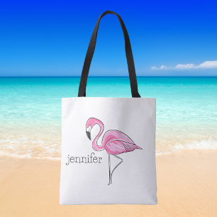 Personalisierter Rosa Flamingo Preppy Tropisch Tasche