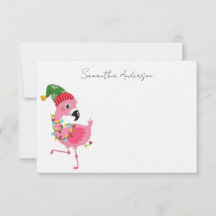 Personalisierter Rosa Flamingo Tropischer Weihnach Mitteilungskarte