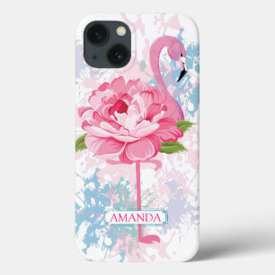 Personalisierter rosa Flamingomit blumenentwurf Case-Mate iPhone Hülle