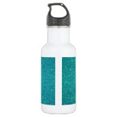 Personalisierter rosa Flamingotürkis-NamensGlitter Trinkflasche (Rückseite)