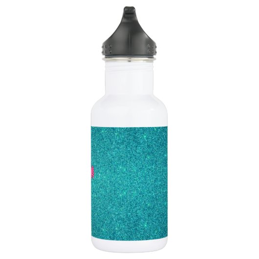 Personalisierter rosa Flamingotürkis-NamensGlitter Trinkflasche (Rechts)